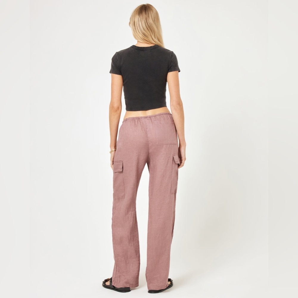 L*Space Sundown Dusty Pink Linen Cargo Pants Wide Leg Boho Coastal XL NWT - Picture 3 of 12
